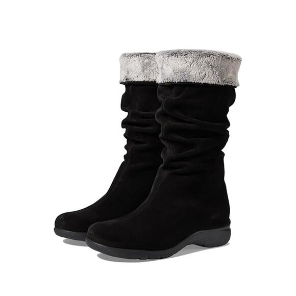 La Canadienne Trevis Black Suede Pull-On Tall Slouch Boots Mid Calf NEW Size 5.5 - Picture 1 of 8